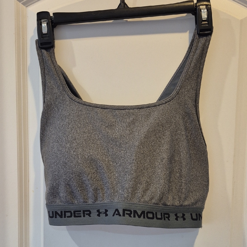 Under Armour Grey Heather Sports Bra with Branded Elastic Band
